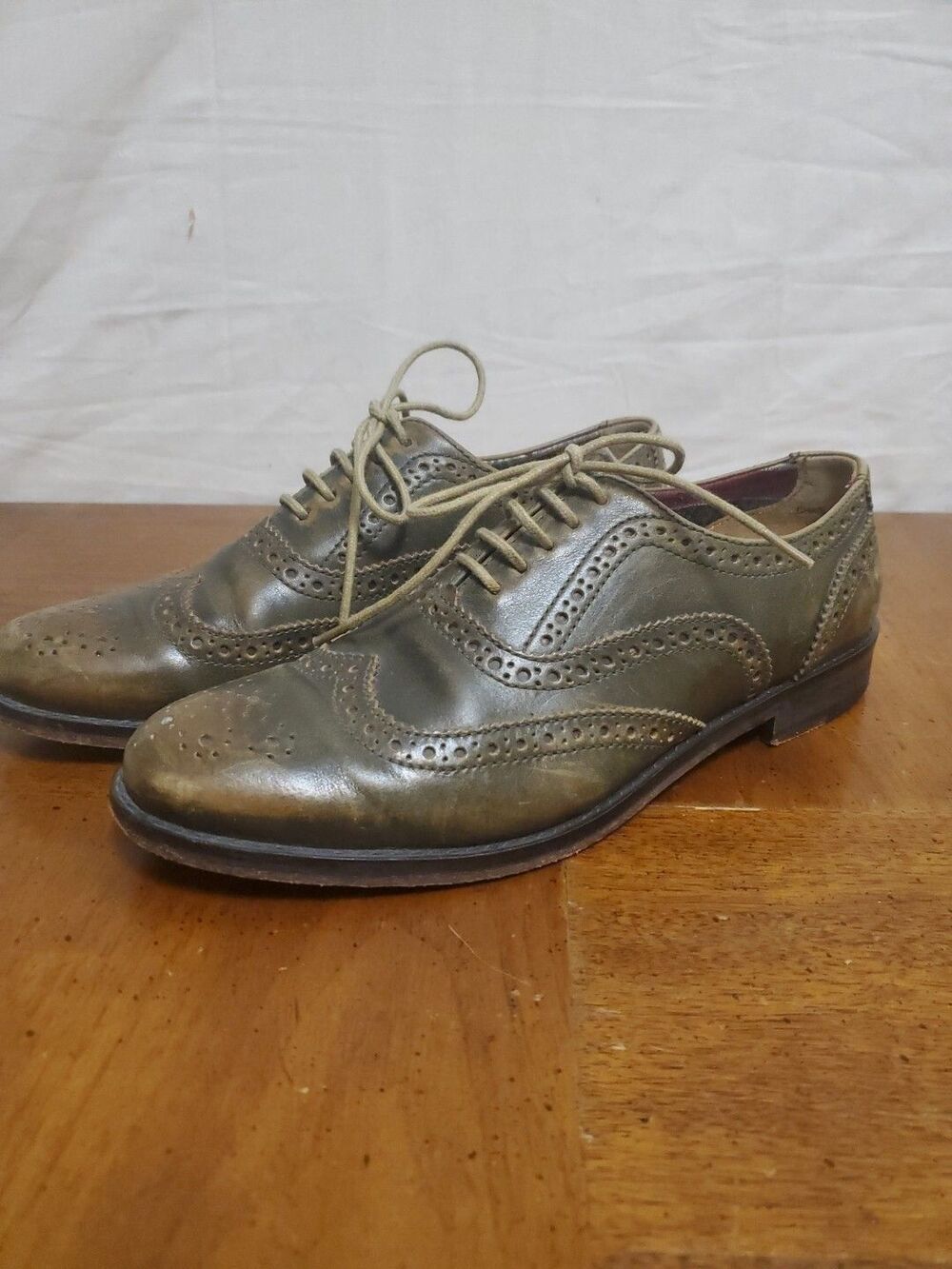 J Shoes Leather Oxfords Charlie Women's Brown Green Size 7 Anthropologie